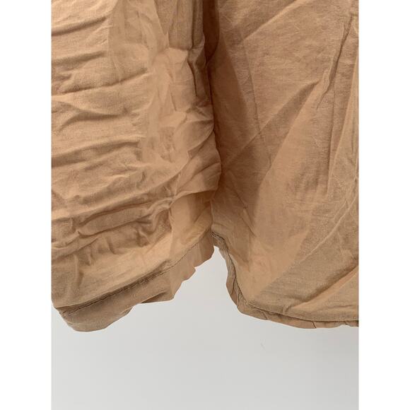 UNBRANDED Women's Tan Button-Up Long Sleeve Collarless Top SZ L - Picture 6 of 7